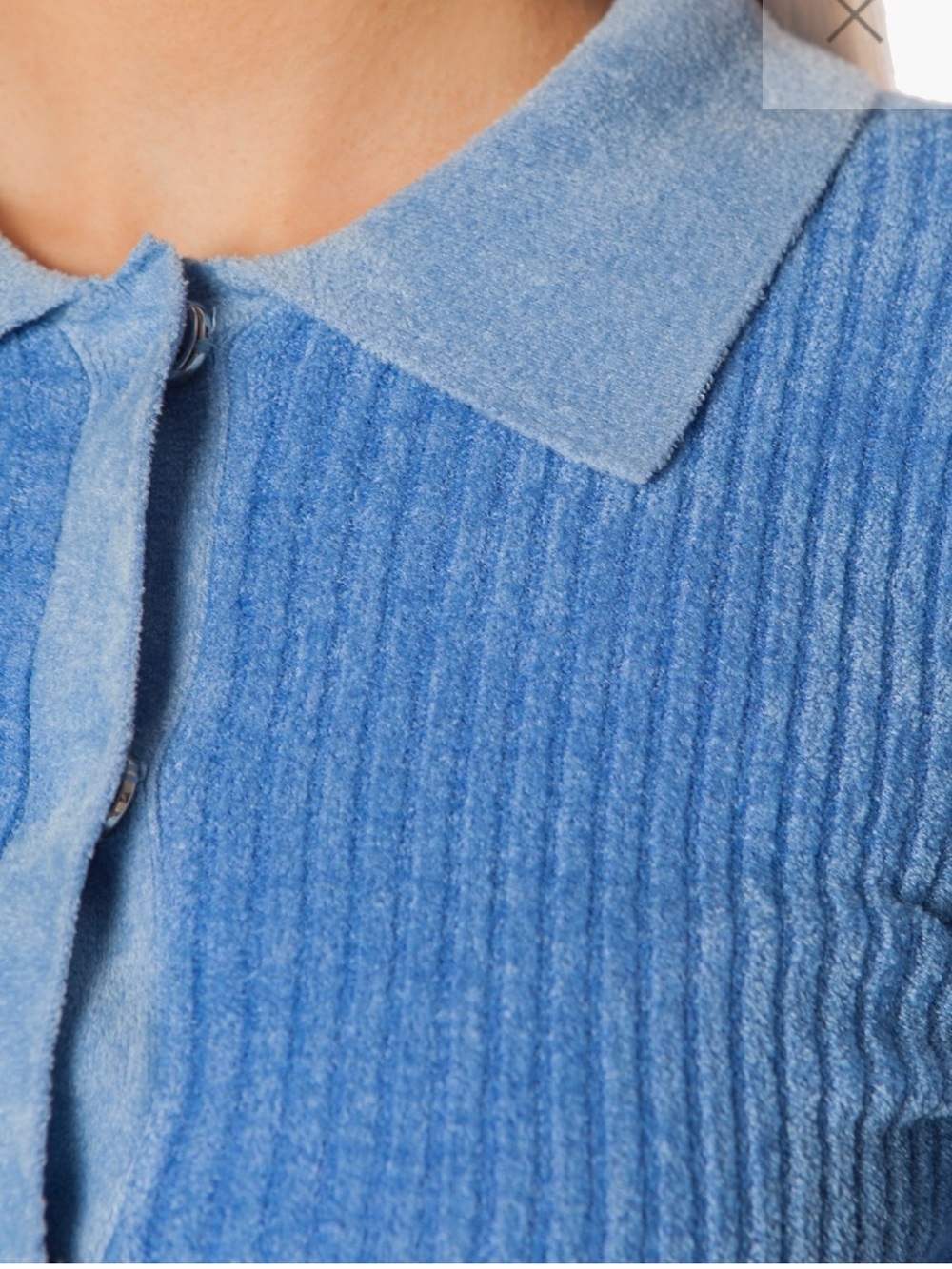 Pinko Blue Ribbed Collared V-Neck Button Cardigan - Picture 3 of 10